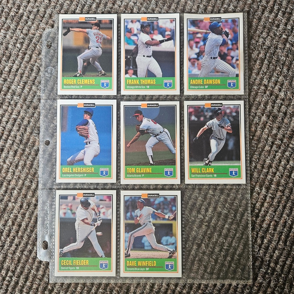 1993 Duracell Baseball Cards Lot of 8 Frank Thomas Roger Clemens Tom Glavine MLB